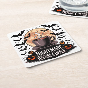 Posavasos Cuadrado De Papel Pesadilla antes de Halloween de café