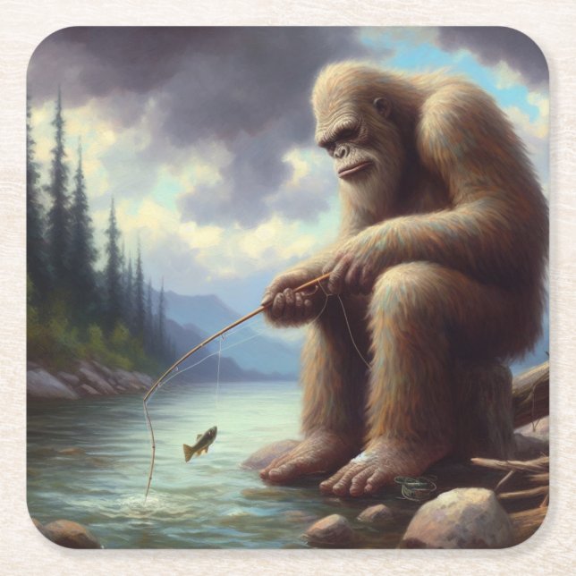 Posavasos Cuadrado De Papel Pesca a pie de página (Anverso)