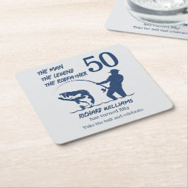 Posavasos Cuadrado De Papel Pesca del Rodfather Big Fish 50 cumpleaños