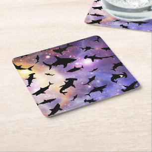 Posavasos Cuadrado De Papel Pescado de tiburón moderno jaws ballena bajo la ga