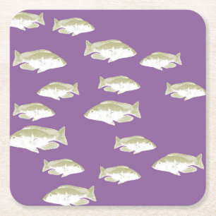 Posavasos Cuadrado De Papel Pescado morado