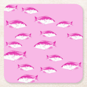 Posavasos Cuadrado De Papel Pescado rosa