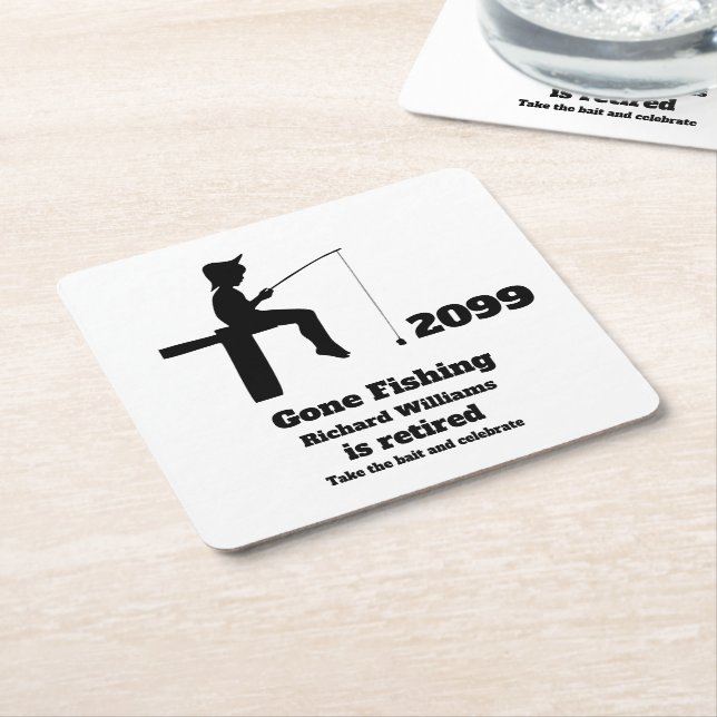 Posavasos Cuadrado De Papel Pescador retirado de la pesca moderna abandonada (En perspectiva)