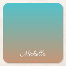 Posavasos Cuadrado De Papel Pesos marrones y azules personalizados