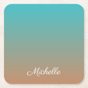 Posavasos Cuadrado De Papel Pesos marrones y azules personalizados