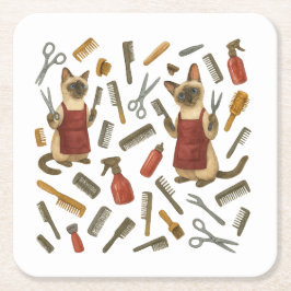 Posavasos Cuadrado De Papel Pet grooming hairdresser for cat lovers