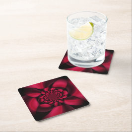 Posavasos Cuadrado De Papel Pétalo Negro Rojo Rubí