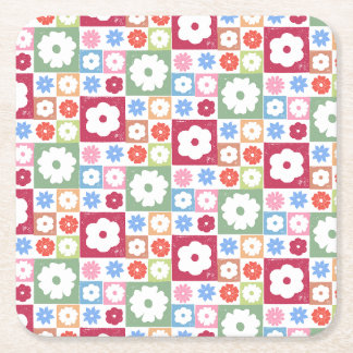 Posavasos Cuadrado De Papel Pétalos en Silencio 05. Estampado floral.