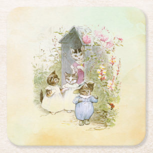 Posavasos Cuadrado De Papel Peter Rabbit (gatos)