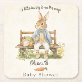 Posavasos Cuadrado De Papel Peter The Rabbit - Baby Shower - Vintage