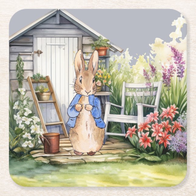 Posavasos Cuadrado De Papel Peter the Rabbit Garden Shed (Anverso)