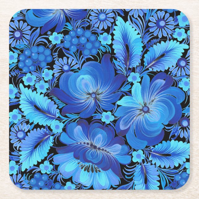 Posavasos Cuadrado De Papel Petrikivka Ukrainian traditional folk art (Anverso)