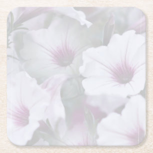 Posavasos Cuadrado De Papel Petunias Rosadas Y Blancas