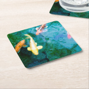 Posavasos Cuadrado De Papel Pez Koi 