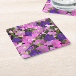 Posavasos Cuadrado De Papel Photo Image Of Morning Glory Pink & Purple Flowers