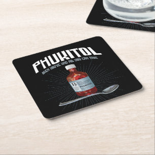 Posavasos Cuadrado De Papel Phukitol - medicina de frustración divertida