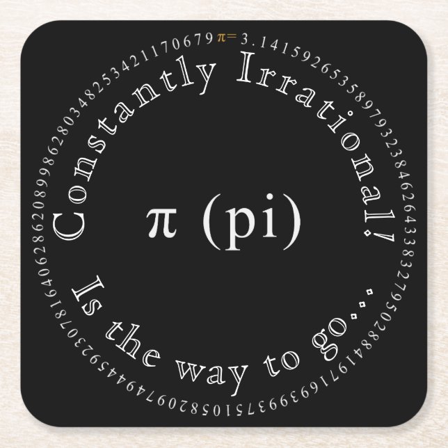 Posavasos Cuadrado De Papel Pi, La Irracional Diversión Matemática Constante (Anverso)