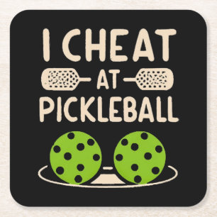 Posavasos Cuadrado De Papel Pickleball Divertido