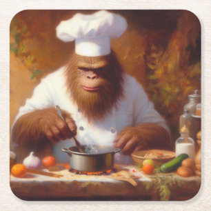Posavasos Cuadrado De Papel Pie grande del chef