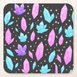 Posavasos Cuadrado De Papel Piedra de colores en el espacio cósmico