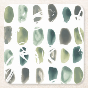 Posavasos Cuadrado De Papel Piedra de la runa - verde