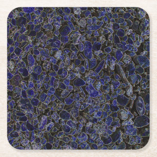 Posavasos Cuadrado De Papel Piedras azules de zafiro con brillo