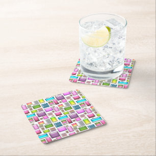 Posavasos Cuadrado De Papel Piedras preciosas y madre de perlas