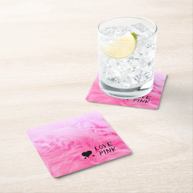 Posavasos Cuadrado De Papel Piel de Faux del último Hot Pink Fuzzy (In situ)