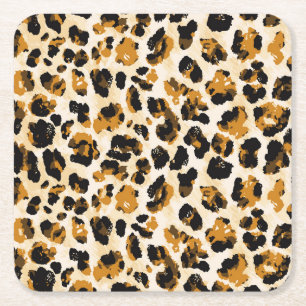 Posavasos Cuadrado De Papel Piel de leopardo acuático, gradiente de tintes.