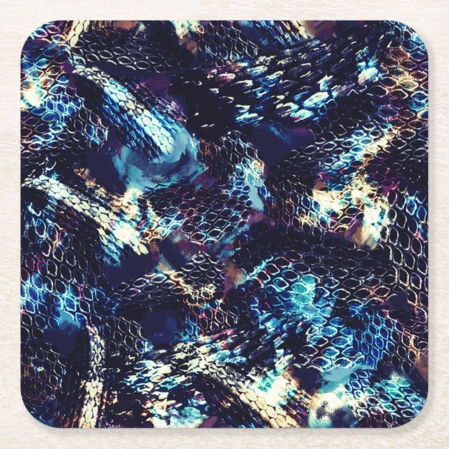 Posavasos Cuadrado De Papel Piel de serpiente (Anverso)