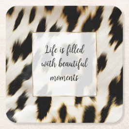 Posavasos Cuadrado De Papel Piel de vaca de oro blanco negro