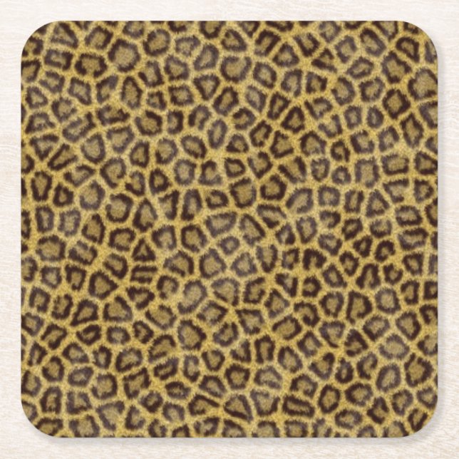 Posavasos Cuadrado De Papel Piel del leopardo (Anverso)