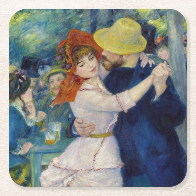 Posavasos Cuadrado De Papel Pierre-Auguste Renoir - Baile en Bougival (Anverso)