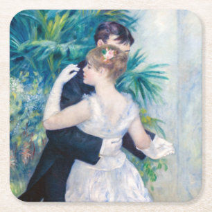 Posavasos Cuadrado De Papel Pierre-Auguste Renoir - Baile en la ciudad