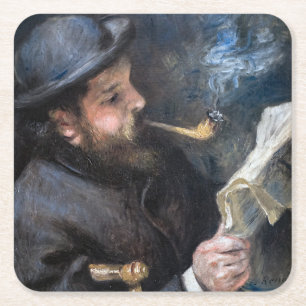 Posavasos Cuadrado De Papel Pierre-Auguste Renoir - Claude Monet leyendo