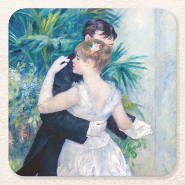 Posavasos Cuadrado De Papel Pierre-Auguste Renoir - Danza de la ciudad (Anverso)