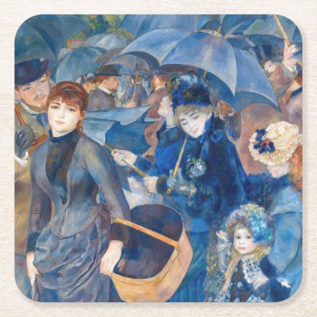 Posavasos Cuadrado De Papel Pierre-Auguste Renoir - Los paraguas (Anverso)