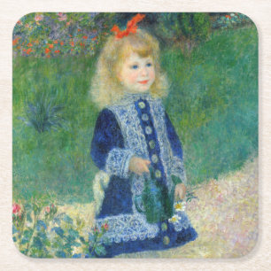 Posavasos Cuadrado De Papel Pierre-Auguste Renoir - Una niña con una regadera