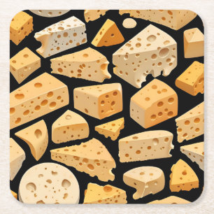 Posavasos Cuadrado De Papel Piezas de queso con agujeros naturales patrón lind