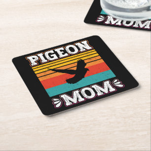 Posavasos Cuadrado De Papel Pigeon Mom Bird Fly Animal Cute Pigeon Aves Retro