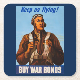 Posavasos Cuadrado De Papel Pilotos de Combate Aviadores Afroamericanos de la 