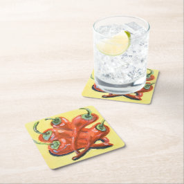 Posavasos Cuadrado De Papel Pimientos rojos picantes