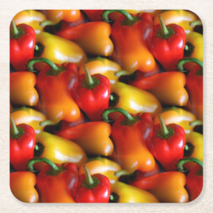 Posavasos Cuadrado De Papel Pimientos rojos y amarillos