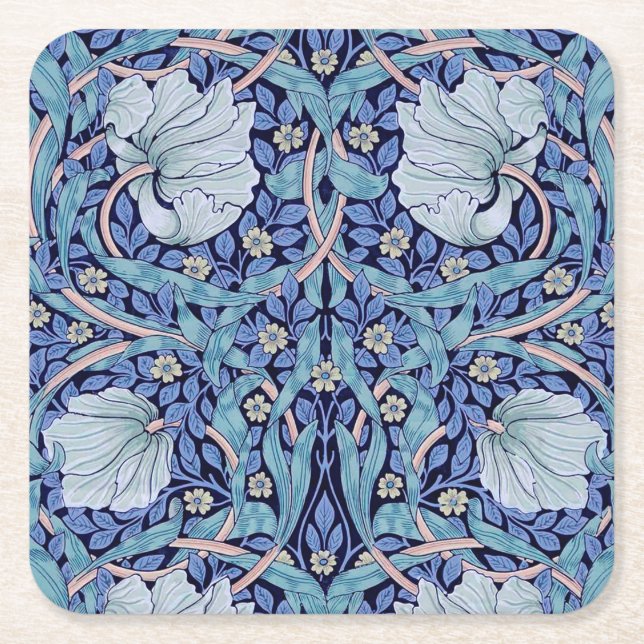 Posavasos Cuadrado De Papel Pimpernel Blue, William Morris (Anverso)