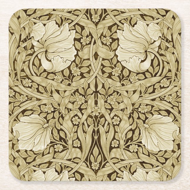 Posavasos Cuadrado De Papel Pimpernel Gold, William Morris (Anverso)