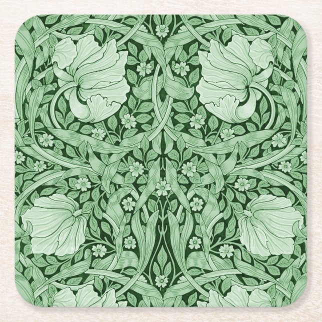 Posavasos Cuadrado De Papel Pimpernel Green, William Morris (Anverso)