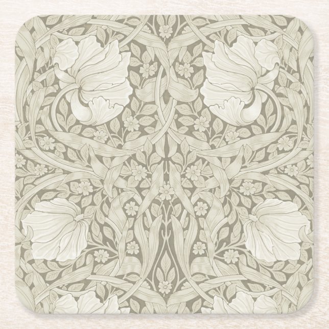 Posavasos Cuadrado De Papel Pimpernel Ivory, William Morris (Anverso)