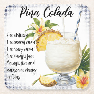Posavasos Cuadrado De Papel Piña Colada