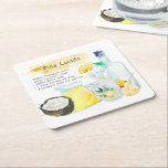 Posavasos Cuadrado De Papel Piña Colada Acuarela Coctelería<br><div class="desc">Si te gusta Pina Coladas, tener un Dingaling con un Sling de Singapur, Enfermería una resaca con una María Sangrienta o retrocediendo con un Mojito, entonces estas recetas individuales de cóctel son para ti. Secretamente todos queremos ser Tom Cruise de Cocktail, y mientras todos tenemos nuestra bebida favorita, recordar cómo...</div>