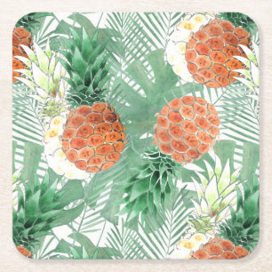 Posavasos Cuadrado De Papel Piña, pareja dulce, fruta